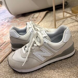 New Balance 574 Cream and Gray Sneakers
